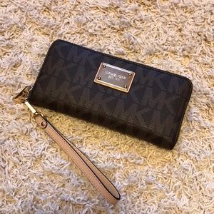 Michael Kors Brown Zip Around Wallet Wristlet